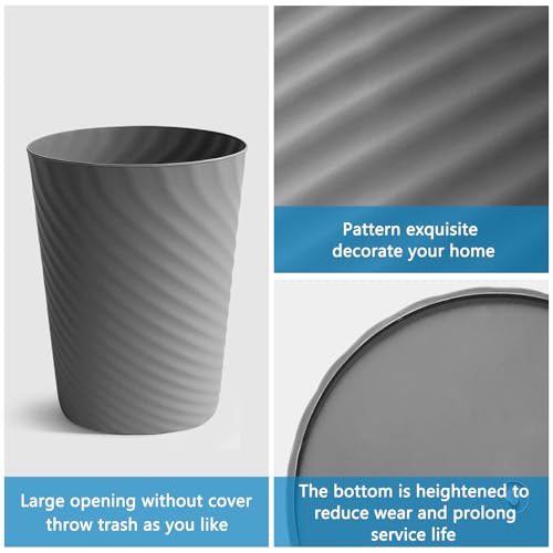 Lysam LS-12TCGREY-3P Bathroom Trash Can, 3 Pack 1.8 Gallons Small Trash Can With Trash Bags, Bathroom Garbage Can, Plastic Trash Bin, Round Waste Basket thumb #3