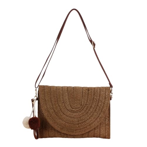 oukesin Small Shoulder Bag for Women Handmade Summer Everyday, 053Dark Brown, 26 x 20 cm