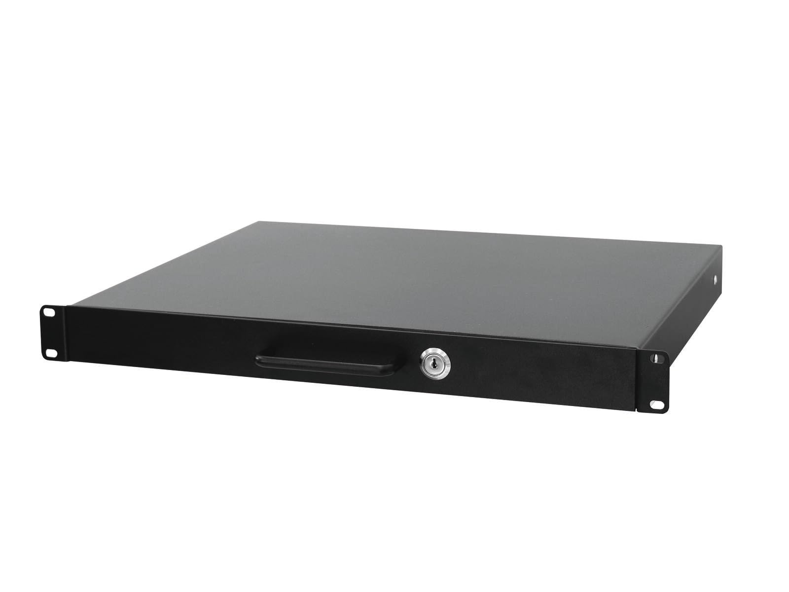 Tiroir rack 1U 48,3 cm avec serrure – Convient pour rack standard de 48,3 cm Flightcase pour armoire réseau, serveur, boîtier AV, compartiment coulissant