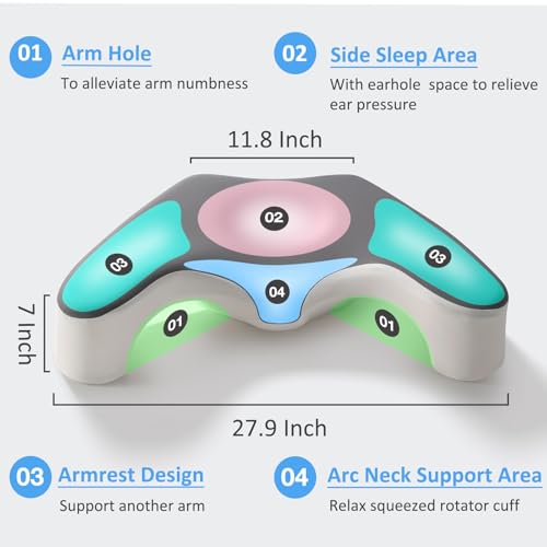 LUKYHONIE Pillow with Arm Hole, Side Sleeper Pillows for Shoulder Pain Relief, Ergonomic Cervical Pillows Designed Neck Support Area, Memory Foam Bed Pillows with Washable Cooling Pillows Case by LUKYHONIE - Image 3