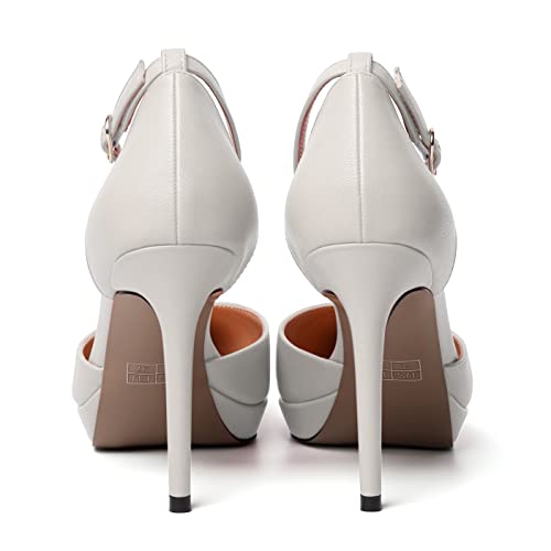 SKYSTERRY Womens Pointed Toe Wedding Matte Platform Buckle Ankle Strap Sexy Stiletto High Heel Pumps Shoes 4 Inch4