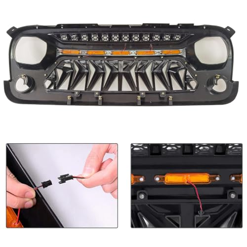 Grilles Avant Pour Jeep JK Wrangler 2007-2017 Calandre Noire ABS Remplacement