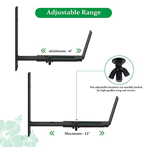 Maotong Adjustable Window Planter Box Brackets 4 Pack, Heavy Duty Wall Mount Flower Box Holder For Planter Box Depth (Front To Back) 6 To 12 Inches, Black #TOP3