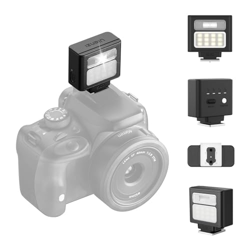 ULANZI SL02 Mini Kamerablitz mit Videolicht, GN8 6500K Kamera Speedlite Blitzgeräte, 4 Leistungsstufe (1/8~1/1), Mini Manueller Flash, Einzelkontakt-Blitzschuh für Sony, Fujifilm, Panasonic Kameras