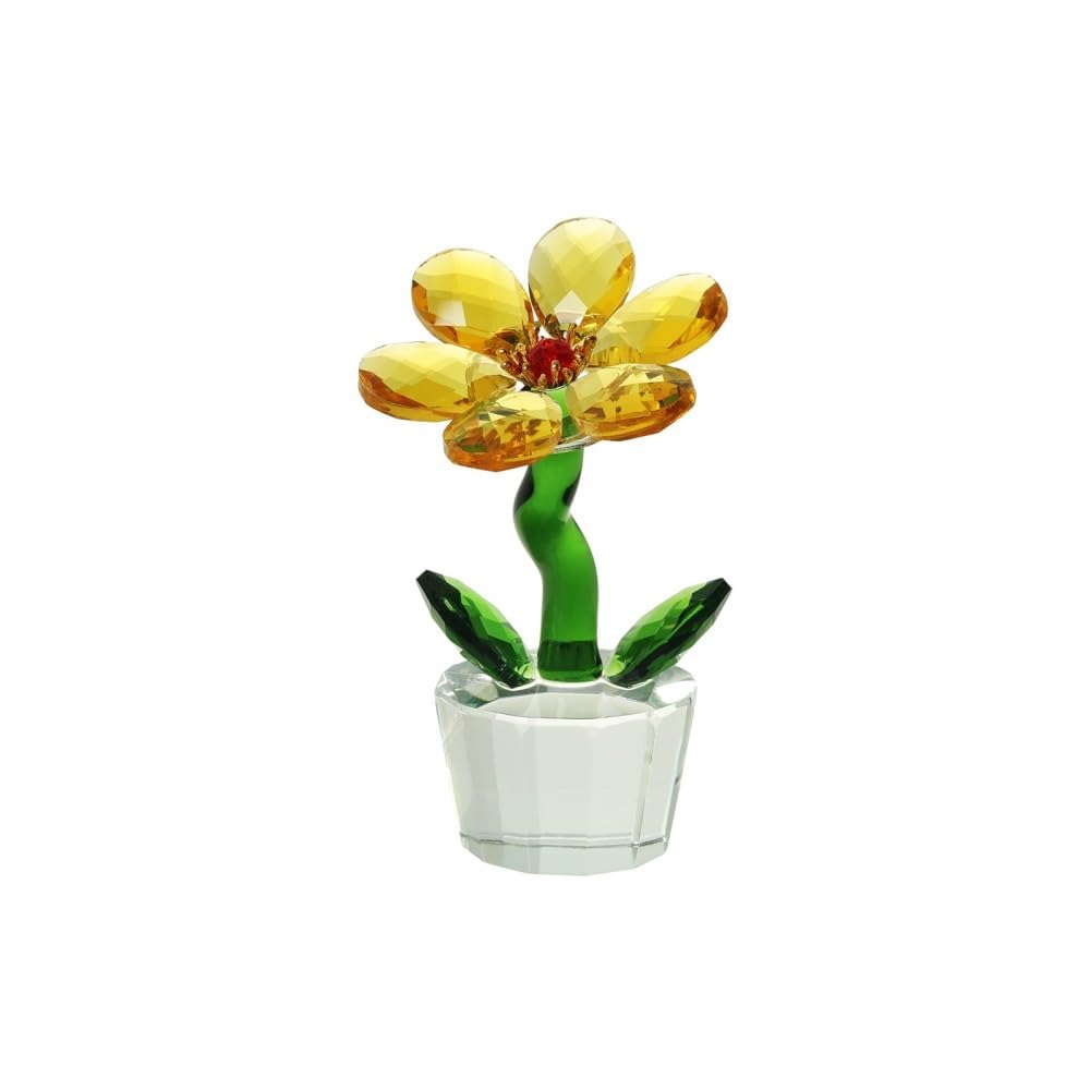 Huffa Netleafgolden Artificial Sunflower Crystal Ornaments For Desktop Living Room Decor