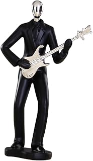 Minimalist Black Resin Musical Character Figurine Guitar Desktop Decoration Lightweight Realistic Ornament for Home Office Bar Club