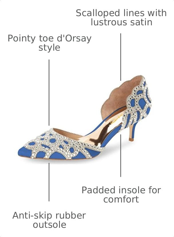 Image of XYD Women's Pumps, Elegant Pointed Toe, D'Orsay Kitten Low Heels, Rhinestone Studs, Slip-On Satin Shoes for Wedding