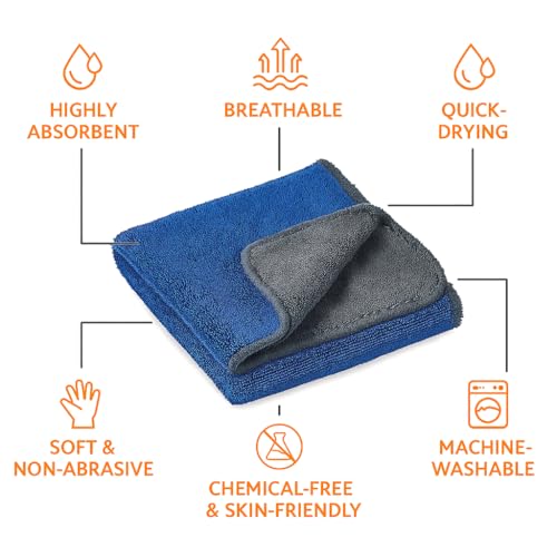Image of 1100 GSM Twisted Loop Microfiber Towel 60x40 cm | Ultra Thick Car Drying Cloth Edgeless Fast Drying | Super Absorbent Lint Free Scratch Free for Car Wash Polishing Detailing | Dark Grey Blue