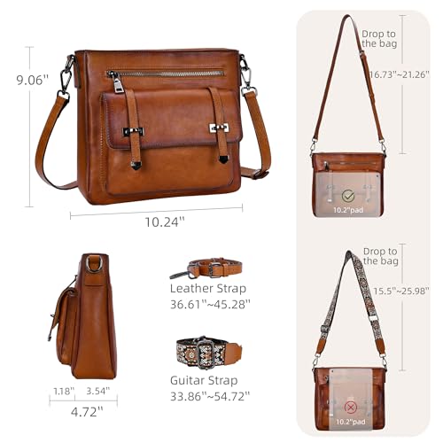 Image of Iswee Soft Leather Crossbody Bags for Women Shoulder Handbags Multi Pockets | Travel Purse with Adjustable Strap Medium Size Organizer Designer Pocketbooks with Adjustable Strap