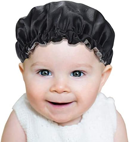 SAYMRE Kids Satin Bonnet Sleeping Cap Hair Bonnet Double Layered Reversible Adjustable Satin Cap for Natural Hair Toddler Child Baby