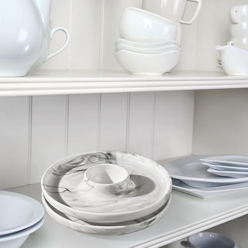 Image of Cinf Ceramic Egg Cup Set, 2 Holders with Spoons, Marble Breakfast Tray | egg serving set with ceramic cups and stainless steel spoons, stylish marble tray for boiled eggs
