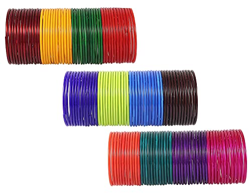 Image of NMII Glass with Plain and Glossy Finished Bangle Set For Women and Girls