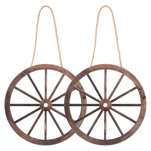 Rueda de Carro de Madera Pequeña para Renovar Paredes Aburridas Decoración Rústica Set 2