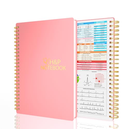 H&P Notebook - Medical History and Physical Notebook for Medical Professionals and Students, Inclusive Medical Terminology, Fits in White Coat, 100gsm Thick Paper, A5(5.9 x 8.6 inches) (Pink)