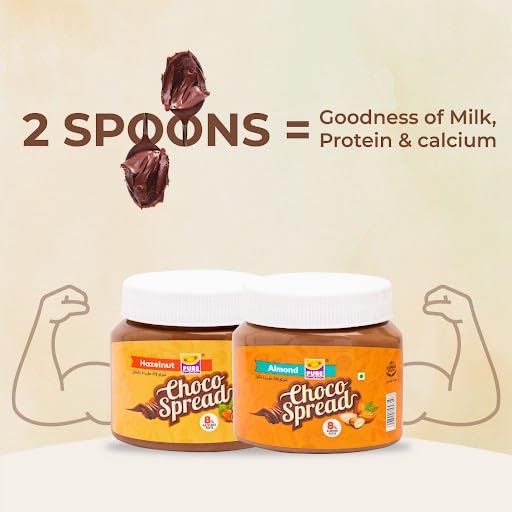 Image of ๐ฅ Pure Temptation Premium Hazelnut & Almond Butter Chocolate Spread ๐ซ | ๐ฑ 100% Vegetarian, No Added Preservatives | ๐ Perfect for Breakfast, Bread, ๐ฅค Shakes, ๐ฎ Roti | Delicious & Healthy Spread | Pack of 2 Jars, 340 gm each