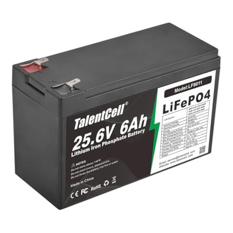 Talentcell 24V 6Ah LiFePO4 Battery Pack LF8011, 25.6V 153.6Wh Deep Cycle Rechargeable Lithium Iron Phosphate Batteries Cover