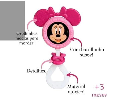 Chocalho Minnie, Elka, Rosa Escuro Com Rosa Claro