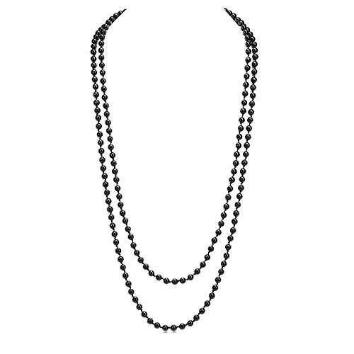 Jovivi Collier Pierre Naturel Obsidienne Femme Collier Long de Perles Pierre Précieuse Sautoir Multi-Tour Chaîne Pull Bracelet Mala Retro Tibétain Pierre d'Energie Lithotherapie