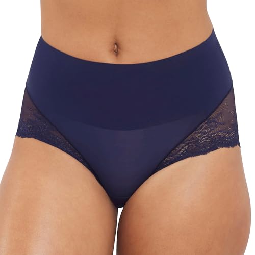SPANXsmooth Undie-tectable Lace Hi-Hipster - For Core Control - Comfortable Lace Shapewear Underwear - No Visible Panty Lines - Timeless Navy - Medium