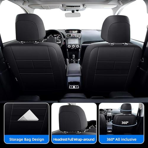 Image of IKABEVEM Custom Fit Seat Covers for Subaru Outback 2015-2019 Full Set Black