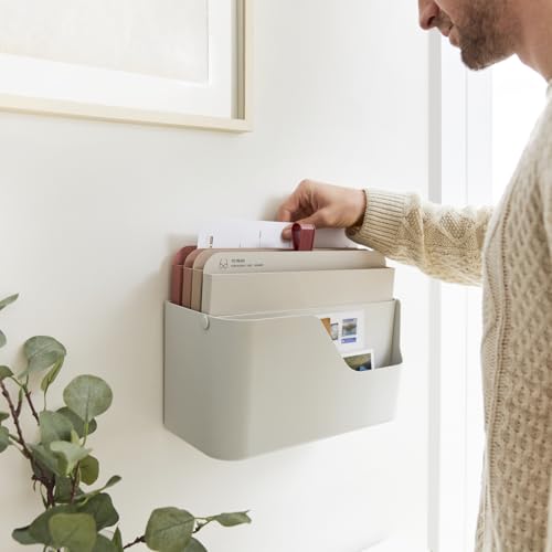 Rotho MyPaper Dokumentenablage, Schreibtisch-Organizer, Dokumentenhalter, Briefablage, Postfach, Papierfach, Weiss/Rot