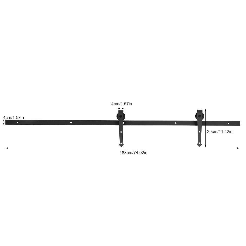 Kit de Rail Coulissant, 183 cm, Système de Roulettes pour Porte d'Armoire avec Installation Facile, Mouvement Silencieux