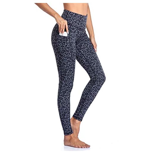 Occffy Leggings Mujer Deporte Cintura Alta Mallas Pantalones Deportivos Leggins con Bolsillos para Yoga Running Fitness y Ejercicio Oc01(Leopardo Cian, M)