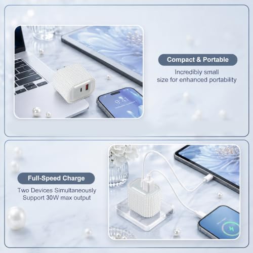 Image of Aolcev for iPhone Charger Fast Charging Pearl 2 in 1 USB C Charger Block