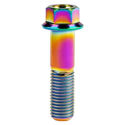 Image of Titanium Bolt Hex Small Flange Head M12x45mm Pitch 1.5, Rainbow | 30 35 40 45 50 55 60 65 70 75 80 85 90mm 1.25 /1.5mm Pitch Screws for Motorcycle Car Modification Pack of 4