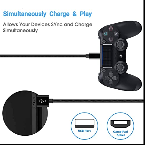 Aosok Ps4 Controller Charger Charging Cable 6Ft Braided Ps4 Charger—Long Micro Usb Fast Charging Cord For Sony Playstaion 4/Xbox One, Android Phones #TOP1