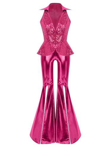 Gilet de paillettes pour femmes rose vif L pour briller en soirée sans inconfort
