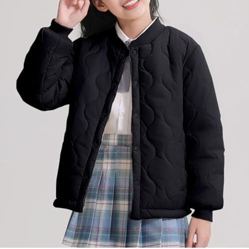 Girls Bomber Jacket with Buttons Boys Fall Fleece Puffer Jackets Teens Lightweight Warm Coat Kids Winter Clothes2