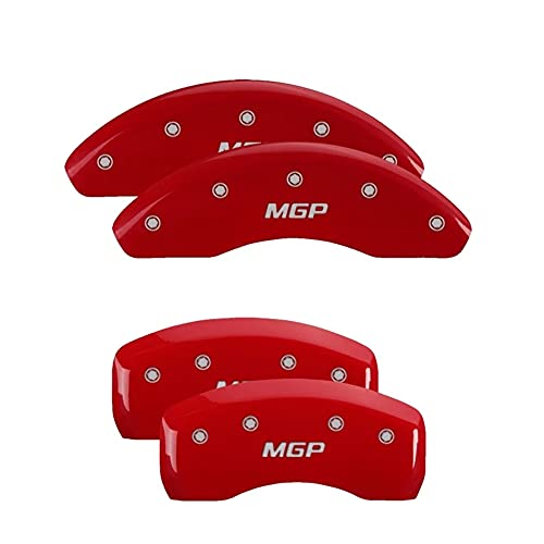Image of MGP Caliper Covers 14250SBOWRD Fits 2018-2019 Chevrolet Traverse Red Brake Covers, Set of 4