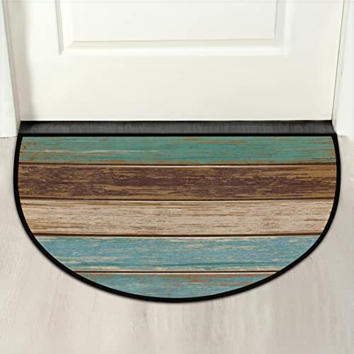 Retro Beach Wooden Semicircle Doormat Kitchen Floor Mat,Sea Board Non-Slip Absorbent Half Round Area Rug Entrance Door Mat For Hallway Entryway Living Room Bedroom Home Decorative 36X24 In #TOP6
