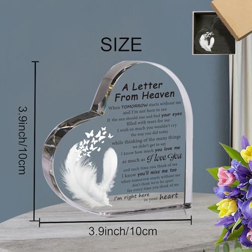 ORIGACH A Letter from Heaven Heart Sympathy Memorial Bereavement Gifts Acrylic Condolence Remembrance Gift for Loss of Loved One Table Decoration - Image 3