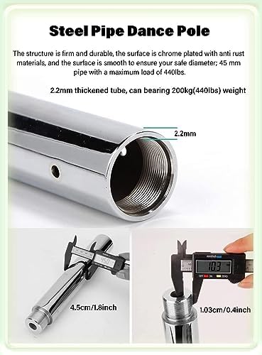 Premium Dance Pole Removable Spinning Static Dancing HeavyDuty Steel Pole Adjustable Height,Dancer Pole,Dance Pole Spinning Pole Dancing Pole Professional 45mm Stripper Pole with Extension A