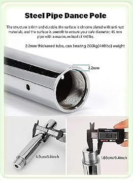 Dance Pole Professional Spinning Pole Portable Removable Adjustable 45mm, Spinning Static Dancing Tube Kit, Stripper Pole for Exercise Club Party Pub Home(3.2M-3.6M/10.5ft-11.8ft)