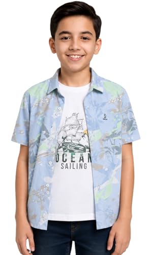 Image of CAVIO Boys Printed Shirt and T-Shirt Regular Fit Casual Half Sleeve