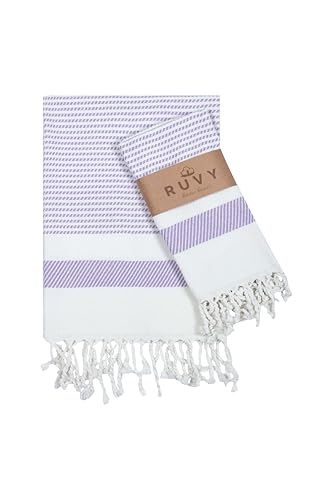 Ruvy Home Basics Turkish Hand Towels for Bathroom Set of 4 | 18"x40", Cotton | Bathroom Hand Towels & Decorative Hand Towels for Bathroom, Kitchen Towels, Dishcloth, Tea, Yoga, Face, Gym - Lavender