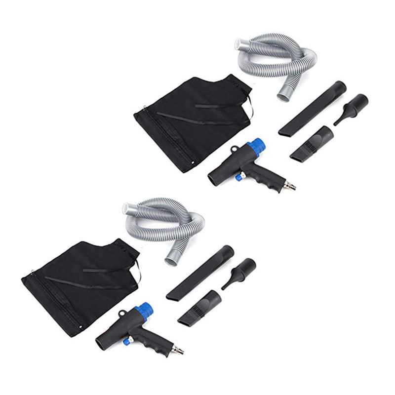 2PCS Pneumatic Vacuum-Air Blow Gun 2-in-1 Air Vacuum Blow Gun Pneumatic Vacuum Cleaner Kit 6kPa Suction Vacuum High Volume Blow Gun with 6 Vacuum Cleaner Port Air Compressor Quick Connect