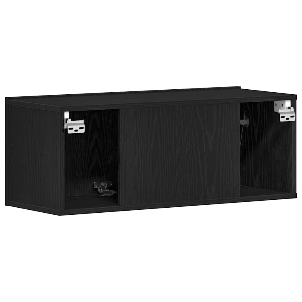 Set di 2 mobili bassi per TV, colore nero, effetto rovere, 80 x 30