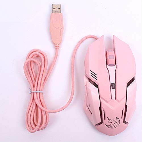 Pink Gaming Mouse Silent Click, Led Backlit Optical Game Mice Ergonomic Usb Wired Mice Compatible With Laptop Pc, 7 Buttons, 4 Adjustable Dpi #TOP5