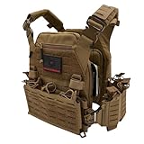 Invictus Templar Pattern Modular Tactical Vest - 1000D Nylon, Heavy-Duty MOLLE Fitness, Training, and Airsoft Vest with Quick-Release Buckles and Removable Front Placard, Coyote Brown