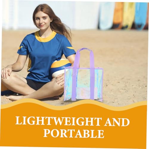 1 Set Large Capacity Beach Tote Bag Set for Women Durable PVC Material with Convenient Hanging Pouch for Summer Outings and Travel3