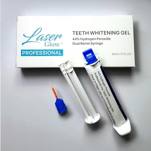 LaserGlow Professional Teeth Whitening Gel 44% Hydrogen Peroxide &ndash; Dual Barrel Syringe for Fast, Effective, and Whitening Results | Hydrogen Peroxide Gel, Teeth Whitener, Tooth Whitening Gel