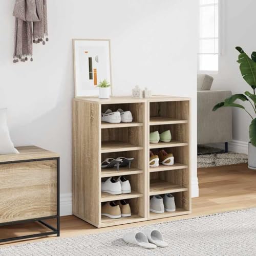 SooIarix Zapatero de roble Sonoma, 2 unidades, 31,5 x 35 x 70 cm, estrecho zapatero cerrado, ahorra espacio, montaje en pared para zapatero, dormitorio, pasillo