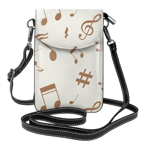 Pochette téléphone portable notes de musique en cuir PU et petit sac bandoulière femme avec cartes