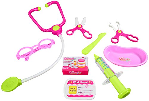 CoolToys Pediatrician Doctor Toy for Kids Pretend Playset (9 Piece), Pink