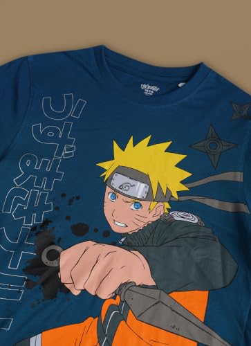 Image of Kidsville Official Naruto Anime Character Half Sleeves Round Neck Graphic Printed Regular Fit Pure Breathable Cotton Fabric Tshirt for Boys