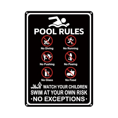 Cartel Grandes Reglas de Piscina 14x10 Pulgadas miniatura 1